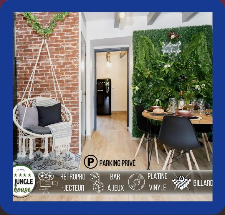 Maison "Jungle House" 90 M2 Billard, Retroprojecteur, Bar A Jeux , Vinyle, Wifi Fibre, Ideal Pro & Famille A Montbrison Luaran gambar